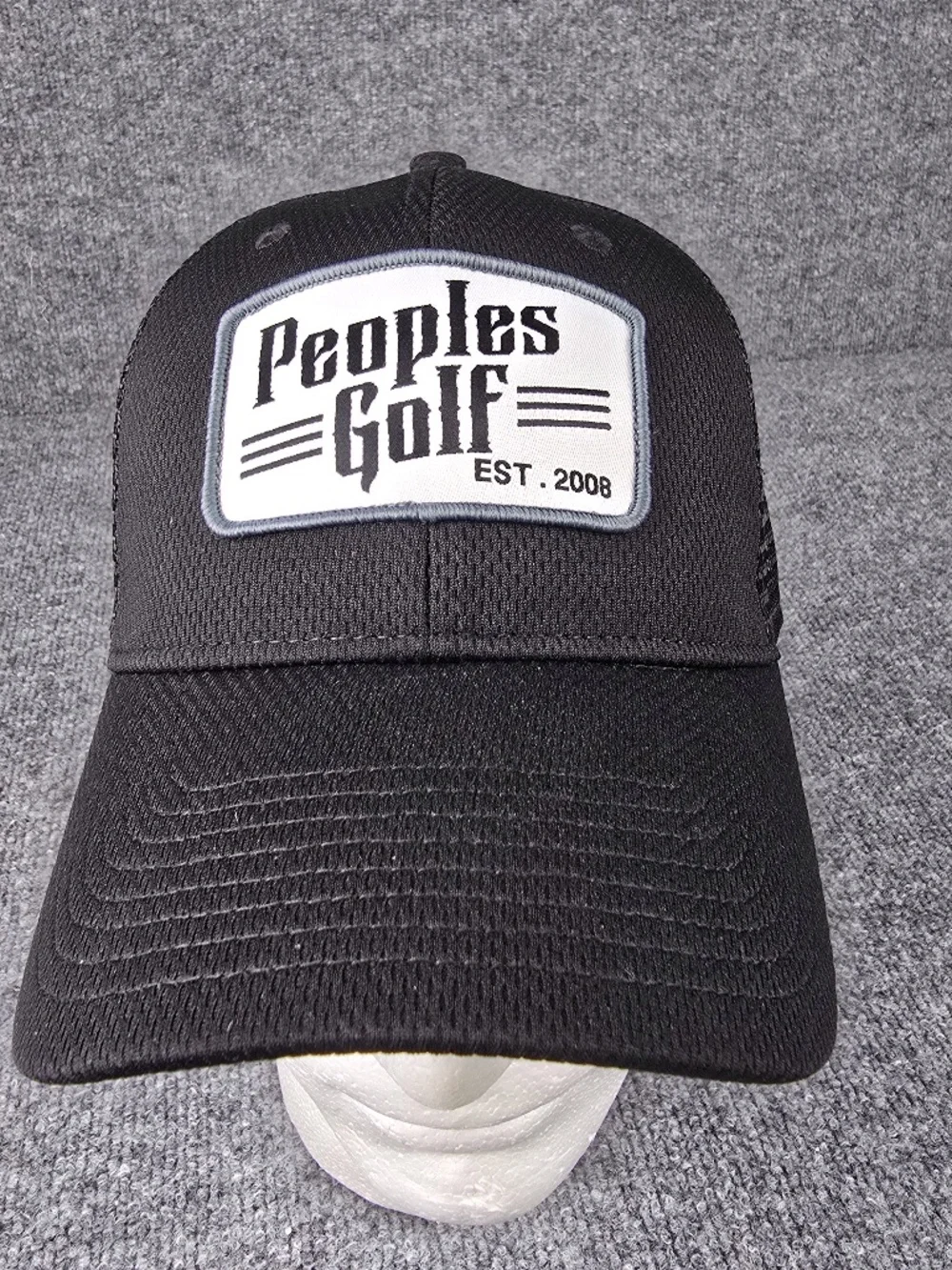 Peoples Golf Est. 2008 Black Trucker Mesh Golf Hat Cap Snapback